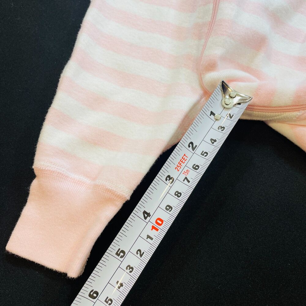 ~ Hanna Andersson Sleeper Pajama 0-6mo Zip Pink White Long Sleeve Organic Cotton - Picture 6 of 11